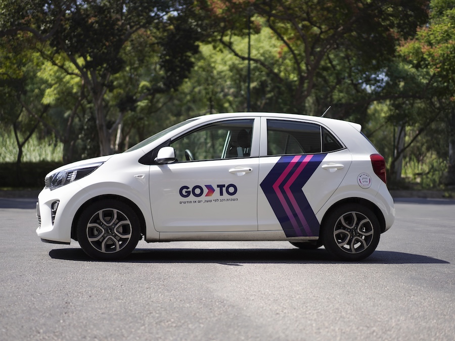 A GoTo car sharing vehicle, offering a flexible and cost-effective way to access cars in the city. GoTo car sharing allows users to easily rent vehicles for short trips, making urban transportation more convenient and environmentally friendly.